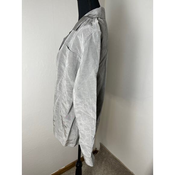 Chicos Design Women's Linen Silk Coastal Classic Chic Preppy Shirt Jacket Gray 1 - Picture 4 of 8